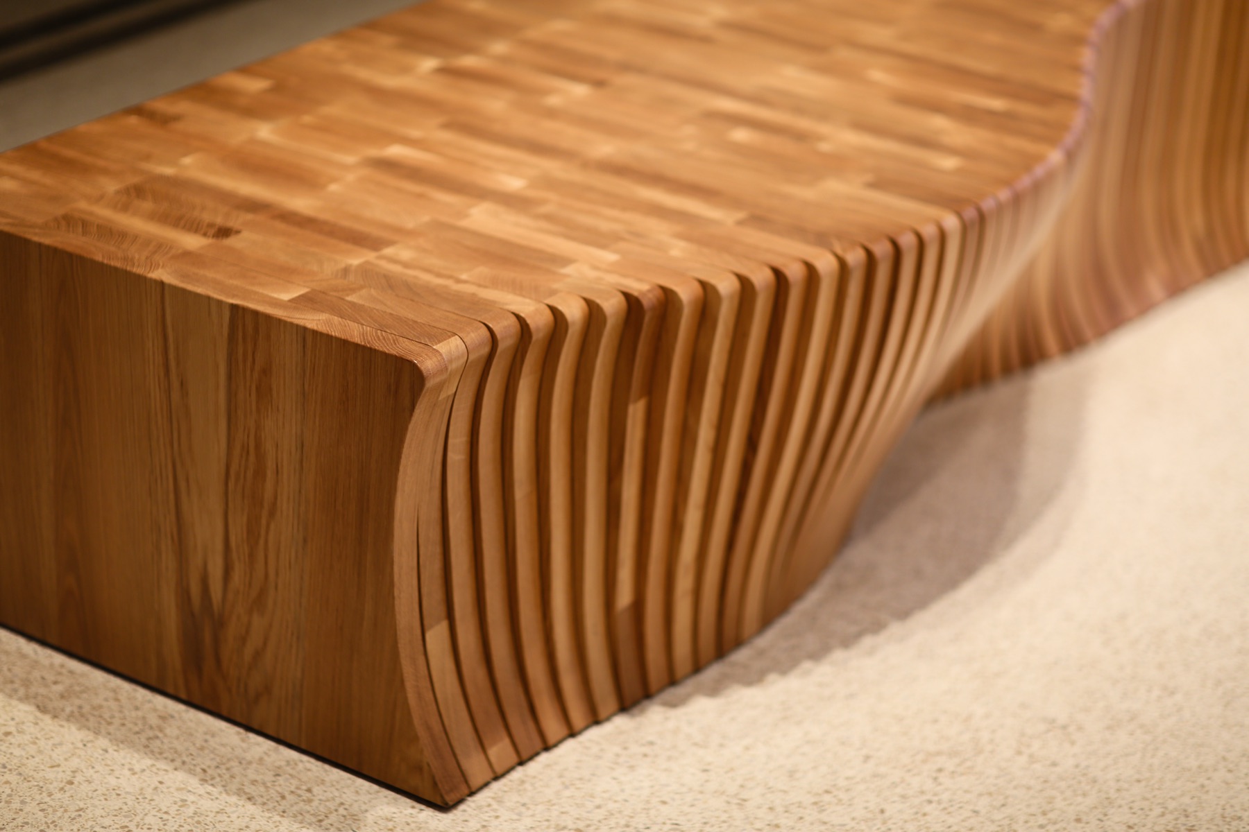 Sculpted end grain bench